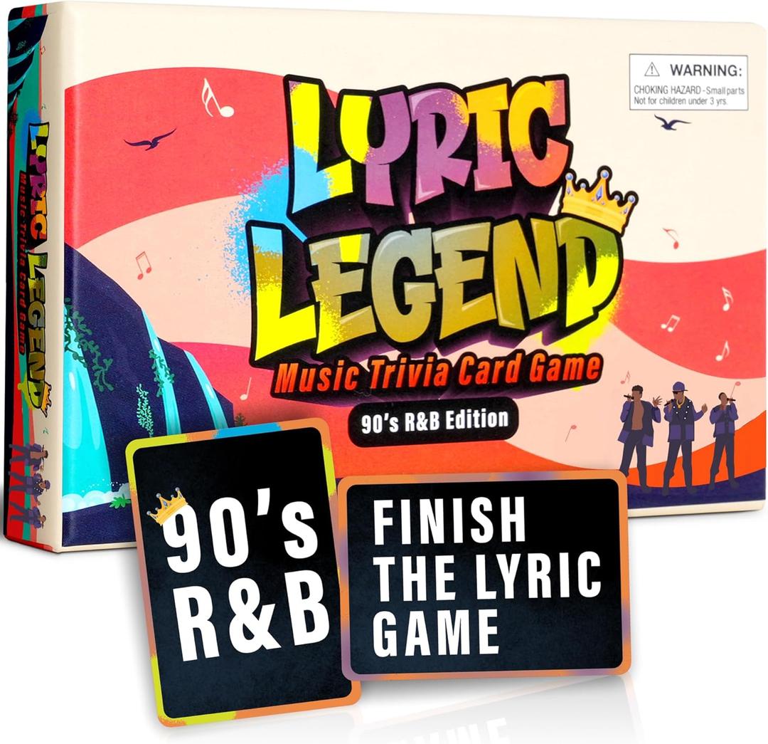 Lyric Legend 90s R&B Music Trivia - Adult Games for Game Night - Good for Groups Finish The Lyrics Party Game - Multiple Choice, Listen While You Play with Included Playlist!