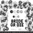 Party Inspo Bride or Die Bachelorette Party Decorations - 128 PCs Till Death Do Us Party Supplies with Fringe Curtain, Balloon, Banner, Veil and Sash for Halloween Gothic Bridal Shower