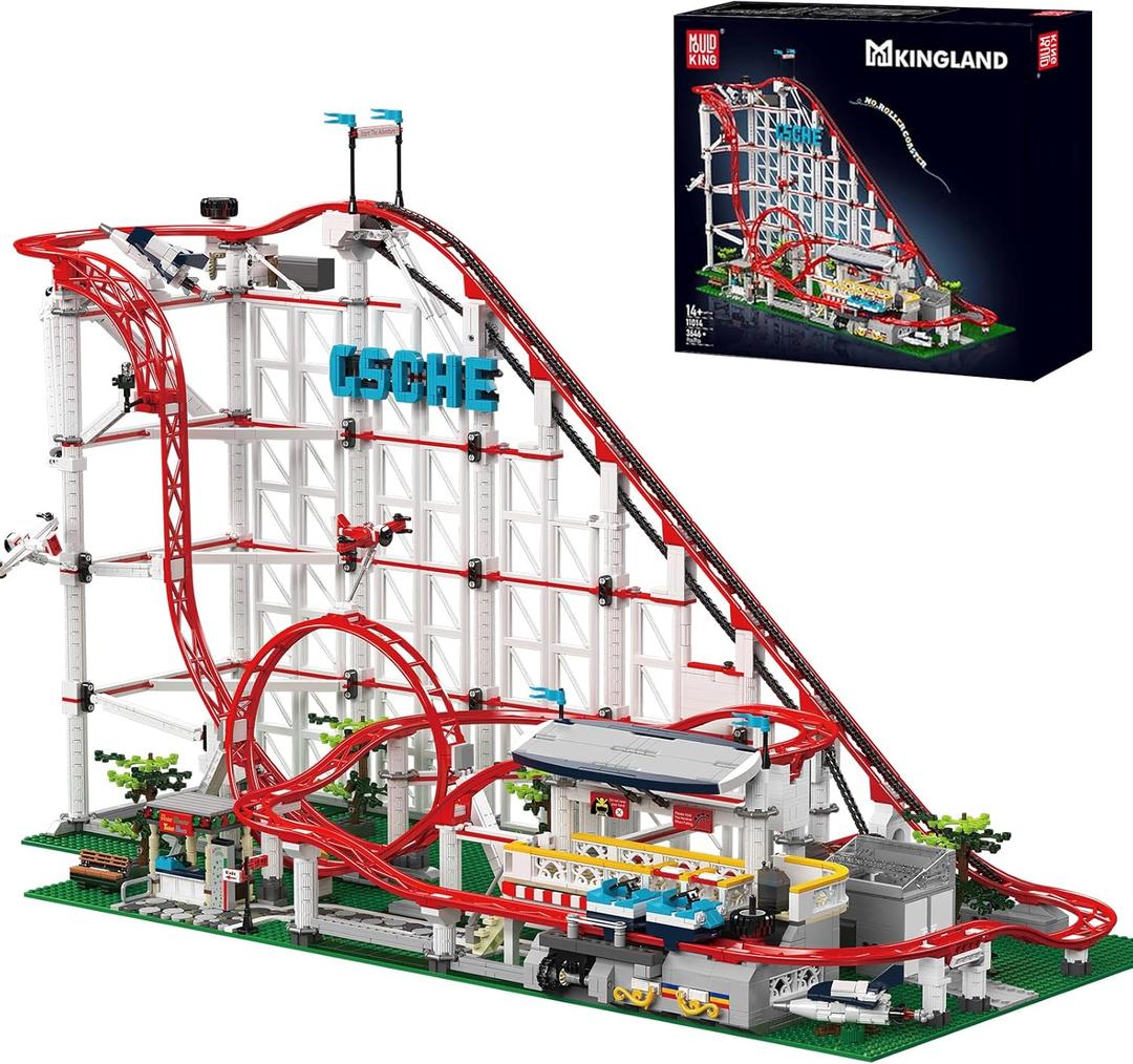 Mould King 11014 Roller Coaster Building Kit, Amusement Park Funfair Track Construction Blocks Toys with Motors, Ideal Gift Toy for Adult (3646 Pieces)