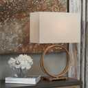 Signature Design by Ashley Mahala Traditional 28" Braided Metal Round Single Table Lamp, 3-Way Switch, UL Listed, Rectangular Shade, Antique Gold Finish