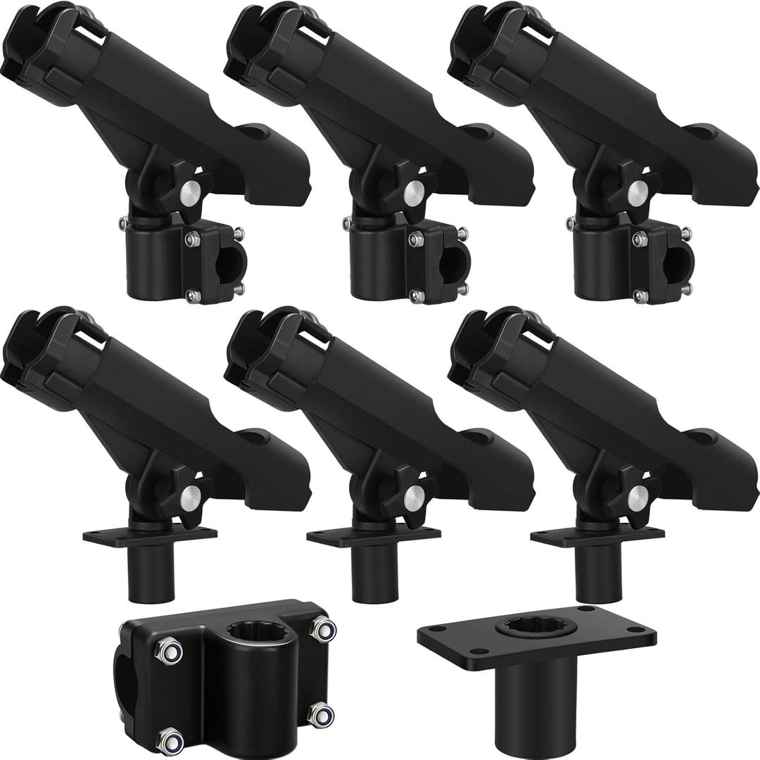 Fishing Rod Holder for Boat Adjustable Rod Racks with Side Mount Bulk Swivel Pole Holders for Boats with Combo Mount, Fishing Accessories, Black