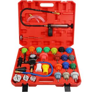 Yonligonju 28pack Universal Radiator Pressure Leak Tester Kit, Automotive coolant Pressure Tester kit for Motorcycle Car Truck (Red)
