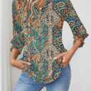 LOMON Women's 2026 Fashion Tops 3/4 Length Sleeve Business Casual Blouses Summer Tees Shirts, M