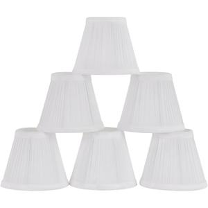 Chandelier Shades Set of 6,Mini Lamp Shade 3" Top x 5.5" Bottom x 4.7" Slant,Small Lamp Shades Clip On Bulb,Pleated Chandelier Lamp Shades,Fabric Lampshades That Attach to The Bulb, 6 Packs(White)