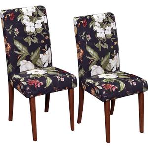 Stretch Dining Chair Covers Set of 2,Floral Print Chair Covers,Soft Removable Washable,Pet Friendly Furniture Protector,Universal Chair Slipcovers for Home, Kitchen,Ceremony Dining Room Seat