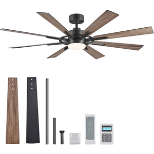VONLUCE 60'' Ceiling Fan with Light, Farmhouse Ceiling Fan and Dual Remote, Black Large Blade Ceiling Fan for Living Room, Remote & Wall Control, 3CCT, Full-spectrum, 6-Speed, Quiet Reversible DC Motor