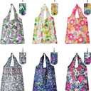 6 Pcs Reusable Shopping Bags, Foldable Grocery Bags in Pocket, Eco-friendly Travel Recycle Shopping Bags,Waterproof and Machine Washable, for Daily Shopping Supplies load