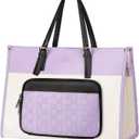 MATEIN Work Tote with Lunch Compartment, PU Leather 15.6 Inch Laptop Lunch Bags, Lightweight Lunch Purse Women with Laptop Compartment for Travel, Picnic, Ladies Gift, Light Purple