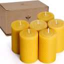 Beeswax Pillar Candles Set of 6-23.3 in Handmade Pure Beeswax Rolled Candles for Gift & Home Decor (Yellow)