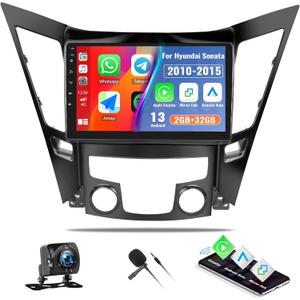 UNITOPSCI 2G+32G Android 13 Car Stereo for Hyundai Sonata 2010-2015 Wireless Apple CarPlay Android Auto 9 Inch HD Touch Screen GPS Navigation Bluetooth Mirror Link WiFi FM WiFi SWC+ Bakup Camera Mic