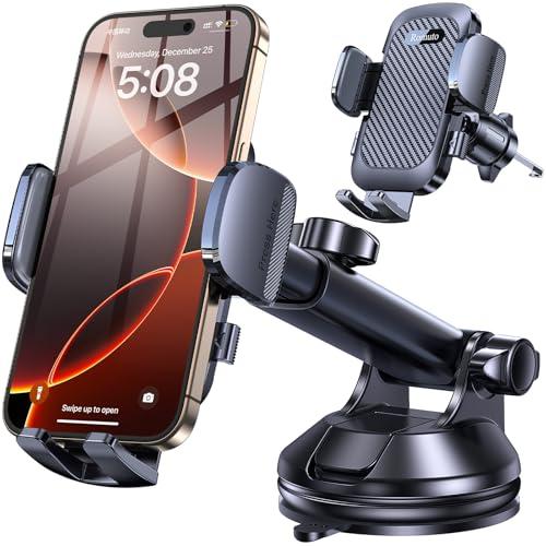 Romuto Car Phone Holder Mount【2025 Strongest Suction】 Phone Mount for Car Cell Phone Holders for Your Car Accessories for Women Men Dash/Windshield/Vent Truck Stand for Garmin GPS for iPhone Samsung