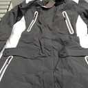 FREE SOLDIER Women's Waterproof Ski Snow Jacket Warm Fleece Lined Winter Rain Jacket with Hood Fully Taped Seams, White Black, 2XL