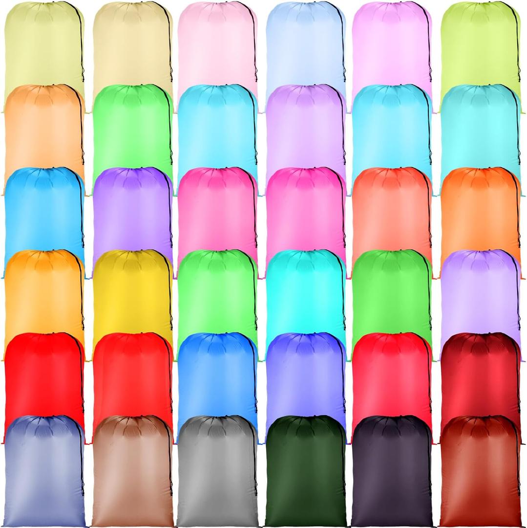 Aliceset 36 Pieces Large Travel Laundry Bags 29 x 40 Inch Machine Washable Dirty Clothes Organizer with Drawstring Heavy Duty Durable Storage Bags Laundry Accessory for Basket Hamper College Dorm
