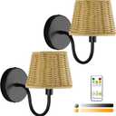 Battery Operated Wall Sconce Set of 2, Rechargeable Wireless Sconces with Dimmable Detachable Magnetic Bulbs and Remote, 3 Colors Wall Lights for Bedroom Living Room Hallway Fireplace (7 Inch, Black)