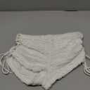 Women's Drawstring Lace Up Frill Drop Waist Shorts Skinny Y2k Summer Mini Shorts (White) XS