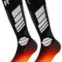 Kids Heated Socks - Boys and Girls Electric Heating Wool Knee High Skiing Socks, 5000mAh Battery Pack (Small-Medium, Black)
