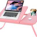 Laptop Desk for Bed Couch, Portable Lap Desk for Laptops, Bed Table for Laptops, Foldable Laptop Stand for Beds, Bed Desk for Writing (Candy Pink)
