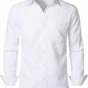 JEMITOP Men's Stretch Regular Fit Long Sleeve Dress Shirts Lightweight Business Casual Button Down Shirts with Pocket Large