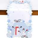 Blue Snowman Table Runner Christmas Embroidered Snowflake 36 Snow White Dinning Table Decorations Winter Holiday Xmas