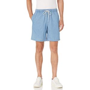 Amazon Essentials Men's 8" Inseam Relaxed-Fit Drawstring Walk Shorts (Available in Plus Size) (Medium, Light Wash Chambray)