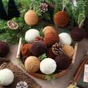 16 Pcs 2.36 Inches Neutral Christmas Balls Ornaments Rustic Boho Brown White Hanging Balls Ornaments Modern Farmhouse Christmas Decor for Xmas Tree Bowl Basket Vase Fillers