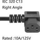 CERRXIAN 4.92FT 18AWG Right Angle 3 Prong Computer Power Cord, NEMA 5-15P to 90 Degree IEC 320 C13 Monitor TV Replacement Power Supply Cable, 10A/125V, for Computer , Scanners, Printers(R Black)