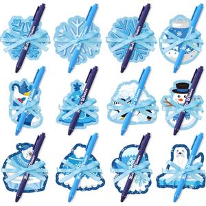 Tenare 24 Set Winter Sticky Notes and Pens Set Mini Christmas Notepads Bulk Winter Gifts for Students Coworkers Snowflake Polar Animal Pad Pen Holiday Classroom Party Favors Adults Office Supplies