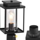 Dusk to Dawn Outdoor Post Light Hardwired, Black Lamp Post Lights with Pier Mount Base, Waterproof Exterior Lamp Post Lantern with Clear Class, Pole Light for Garden Yard Patio Pathway, 7.1 inch, Clear Glass