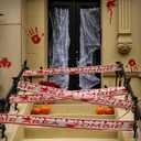 Halloween Decorations Creepy Blood Bandage, Haunted House Decor Scary Gauze Bandage, Crime Scene Props for Mummy, Cosplay Parties and Door Curtains(Blood Drop Text Pattern,27.6 ft)