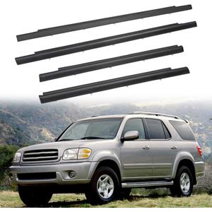 ZONFANT 4 Pcs Car Outer Door Window Moulding Trim Weatherstrip Seal Belt Compatible with Toyota Vehicle 2001-2007 Sequoia, Replace#75710-0C010 75720-0C010 75730-0C010 75740-0C010