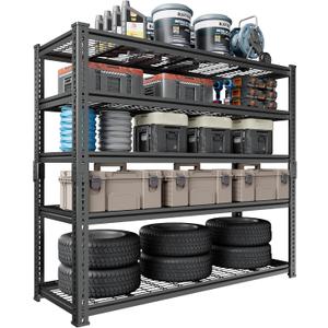 Heavy Duty Garage Shelving, 60" W x 24" D x 78" H, 5-Tier Adjustable Metal Storage Rack, 660 lbs Per Shelf, 3300 lbs Total Capacity, Black, 1-Pack
