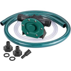 Self-Priming Mini Hand Water Transfer Drill Pump Kit with Water Hose & Oil Hose for Home Water Oil Fluid Transfer (Green)