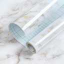 Homein Marble Contact Paper 17.5"78.7", Peel and Stick Countertops Wallpaper Waterproof Self Adhesive Wall Paper Roll for Cabinets Drawers Kitchen Old Furniture, Modern Glossy White/Gold