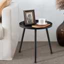 AOJEZOR Side Table: End Table for Indoor Use - Small Side Tables for Small Spaces All Matte Black with 3 Legged, 16.9''Dia x 17''H