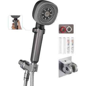 Handheld Shower Head with 79in Hose,High Pressure Filtered Shower Head with ON/OFF Switch for Water Saving&Low Reach No Drilling Wall Mount Shower Holder