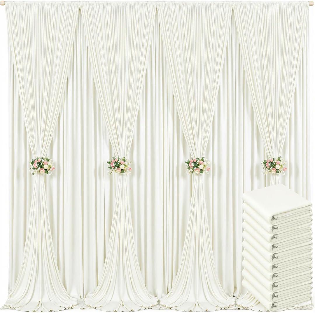 50ft x 10ft Ivory Backdrop Curtain for Wedding Ivory Wrinkle Free Backdrop Drapes Panels for Parties Baby Shower Bridal Shower Birthday Photo Photography Polyester Fabric Background Decoration