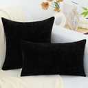 decorUhome Chenille Black Throw Pillow Covers 18x18 Inch Set of 2, Decorative Soft Couch Pillow Covers Solid Dyed Accent Farmhouse Neutral Square Pillow Cases for Sofa