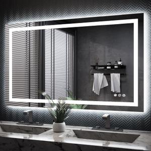 ISKM 50'' x 30'' LED Mirror for Bathroom Lighted Vanity Mirror for Wall Front Lights + Backlit LED Bathroom Mirror Anti-Fog Tempered Glass ETL Listed