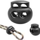 25pcs Spring Cord Lock End Stopper Fastener Slider Toggles Clip Double Hole Round Plastic for Drawstrings Lanyard Paracord Elastic Bungee Shock Cord Rope Shoe Lace Tie Locks Shoelace Lace Lock