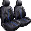 Tomatoman Tacoma Car Seat Covers Compatible with Toyota Tacoma 2005-2023 2024 2025 2026 Truck Access Double Crew Cab TRD Pro Trail Edition Off-Road Waterproof Leather Cushions(2PCS Front/Black-Blue)