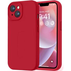 LOVE 3000 Designed for iPhone 14 Case, Premium Silicone with [Soft Anti-Scratch Microfiber Lining] Shockproof Protective Phone Case for Men Women Girls 6.1", Red