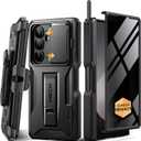 TONGATE for Z Fold 6 Case, [with S Pen Slot & Hinge Protection] [Privacy Glass Screen Protector] Full-Body Military Drop Phone Case for Samsung Galaxy Z Fold 6 with Kickstand & Belt Clip, Black