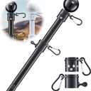 Flag Pole for Outside House - 5ft Heavy Duty Stainless Steel Flag Pole Kit, Tangle Free Spinning Flagpole Holder For Outdoor Porch Residential Decoration - Black