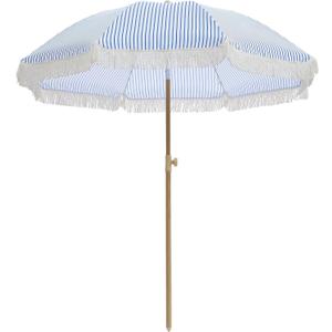 Outdoor Umbrella - Sun Protection, Rain Resistant, Windproof with Manual Open-Close Feature - Ideal for Beach, Camping, and Picnics (Blue Pinstripe)