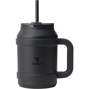 REDUCE Reusable 50 oz Cold1 Water Tumbler  Ergonomic Handle  Double-Wall Insulation  Sturdy Desktop/Tabletop Mug with Lid and Straw  BPA-Free  Stainless Steel for Gym, Home, or Office Phantom