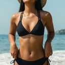Daci Women Mid Waist Bikini Bottoms - Full Coverage Swim Bathing Suit Bottom Side Tied Swimsuit Bottoms (L)