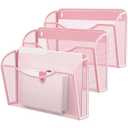 MINDEPOT Wall File Organizer,Hanging Wall Mounted File Folder Binder Holder Mail Organizer for Office,Home and School Supplies, Pink (Pack of 3)