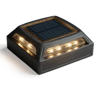 Classy Caps Muskoka Universal Solar Light, SLD505B, Warm and Cool Light Modes, Fits 3.5x3.5 & 4x4 Posts, Black Aluminum, Solar-Powered, Auto On, Durable Design, Ideal for Posts, Paths, Gardens, 4.75 x 4.75 x 1.75