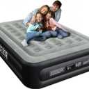 Air Mattress Queen with Built-in Pump 18", Comfortable Self-Inflating Air Mattress with High-Speed Pump, Durable Blow Up Mattress Queen with Storage Bag for Guests, Camping, Travel (Dark Gray)