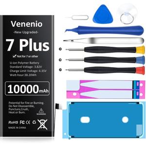 [10000mAh] Battery for iPhone 7 Plus, Upgraded New 0 Cycle Ultra-High Capacity Battery Replacement for iPhone 7 Plus Model A1661, A1784, A1785 with Complete Repair Tool kit